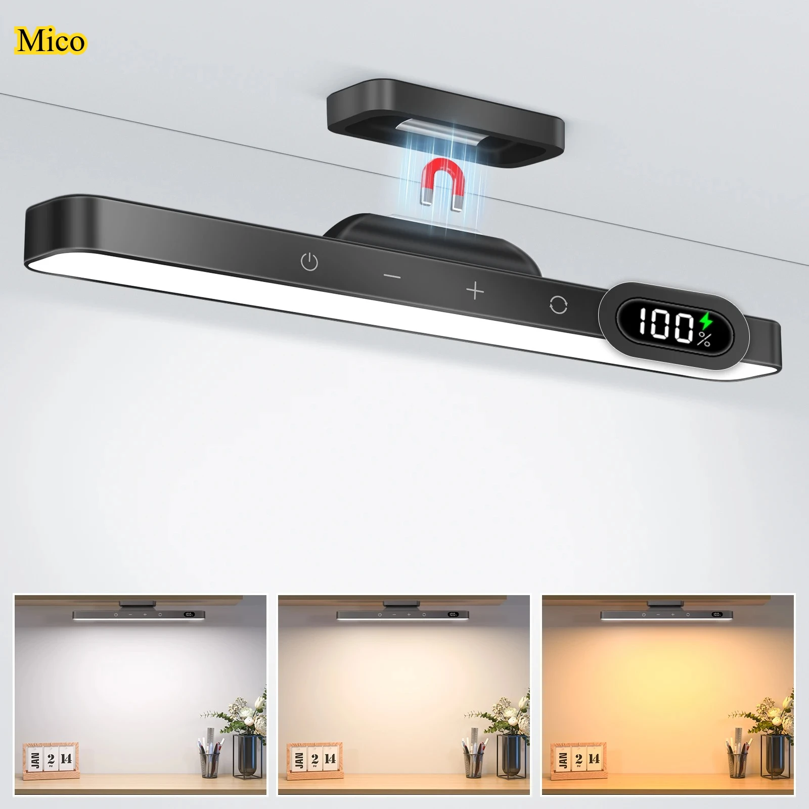 

WILLED 6W Dimmable Wall Decor Light 3 Colors Adjustable Makeup Lamp with 2500mAh Rechargeable Under Cabinet for Closet Bedside