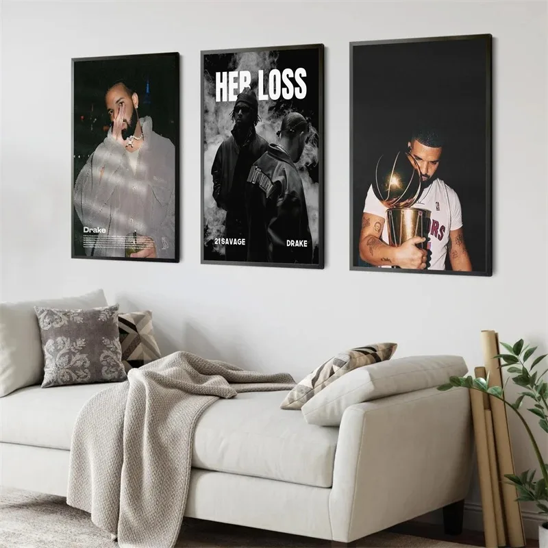 Black and White Drake Concert Cover Poster Aesthetic Pop Rapper Music Album for All the Dogs Canvas Print Wall Art Room Decor