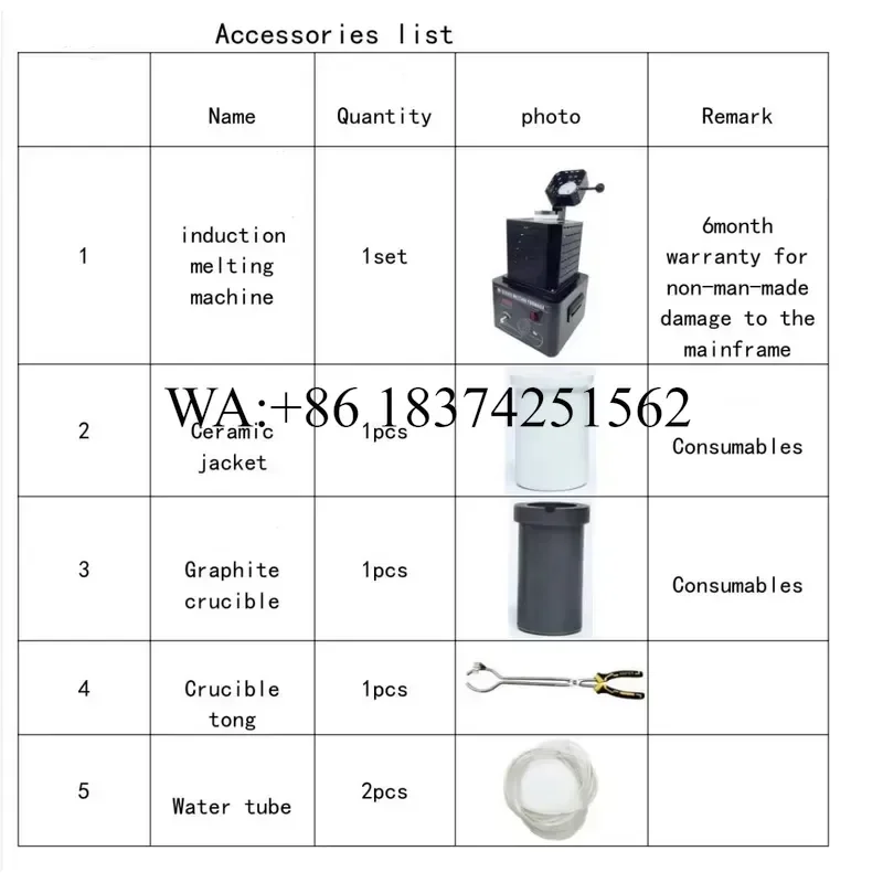 Wmwmnu for 2kg Induction Gold Melting Furnace 5000W Heating Capacity Casting Refining Precious Metals Gold Silver