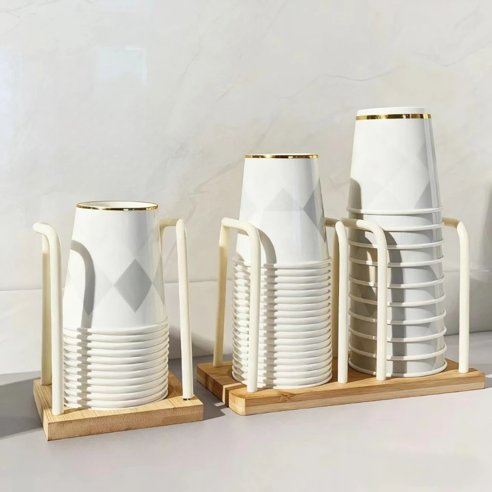 Paper Cup Holder Dispenser Water Tea Cups Rack Shelf for Restaurants Bar Home Paper Cup Holder Display Stand Kitchen Storage