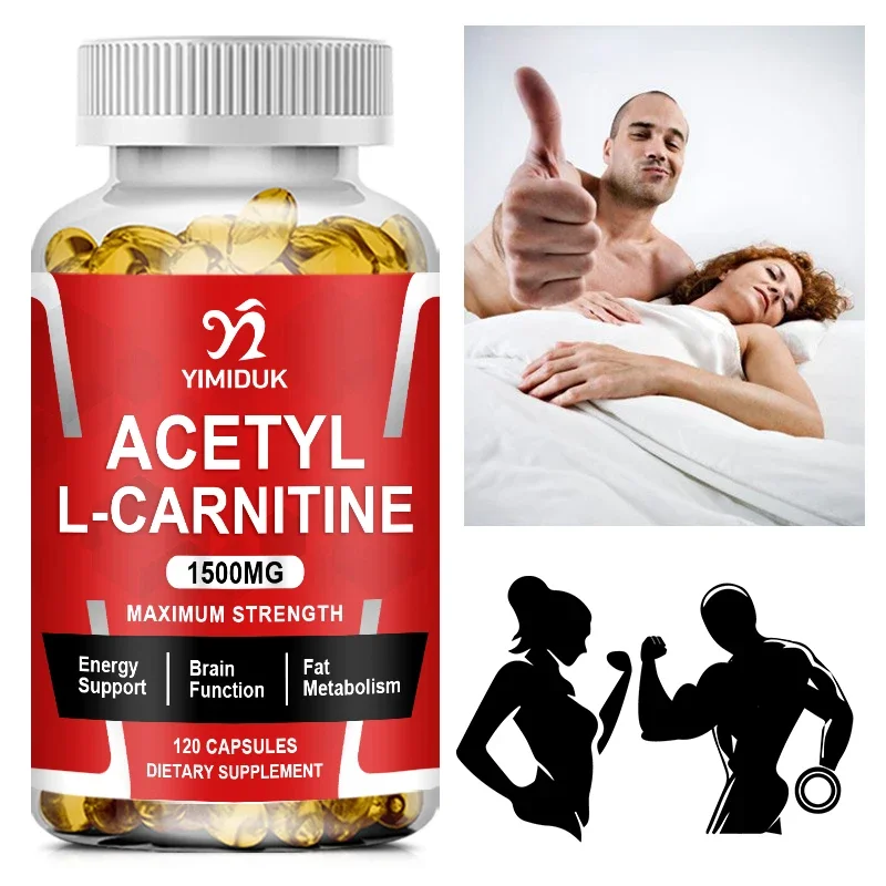Yimiduk Acetyl L-Carnitine 1500mg Capsules, Support Increase Muscle, Fat Metabolism, Cardiovascular Health, Boost Energy, Vegan