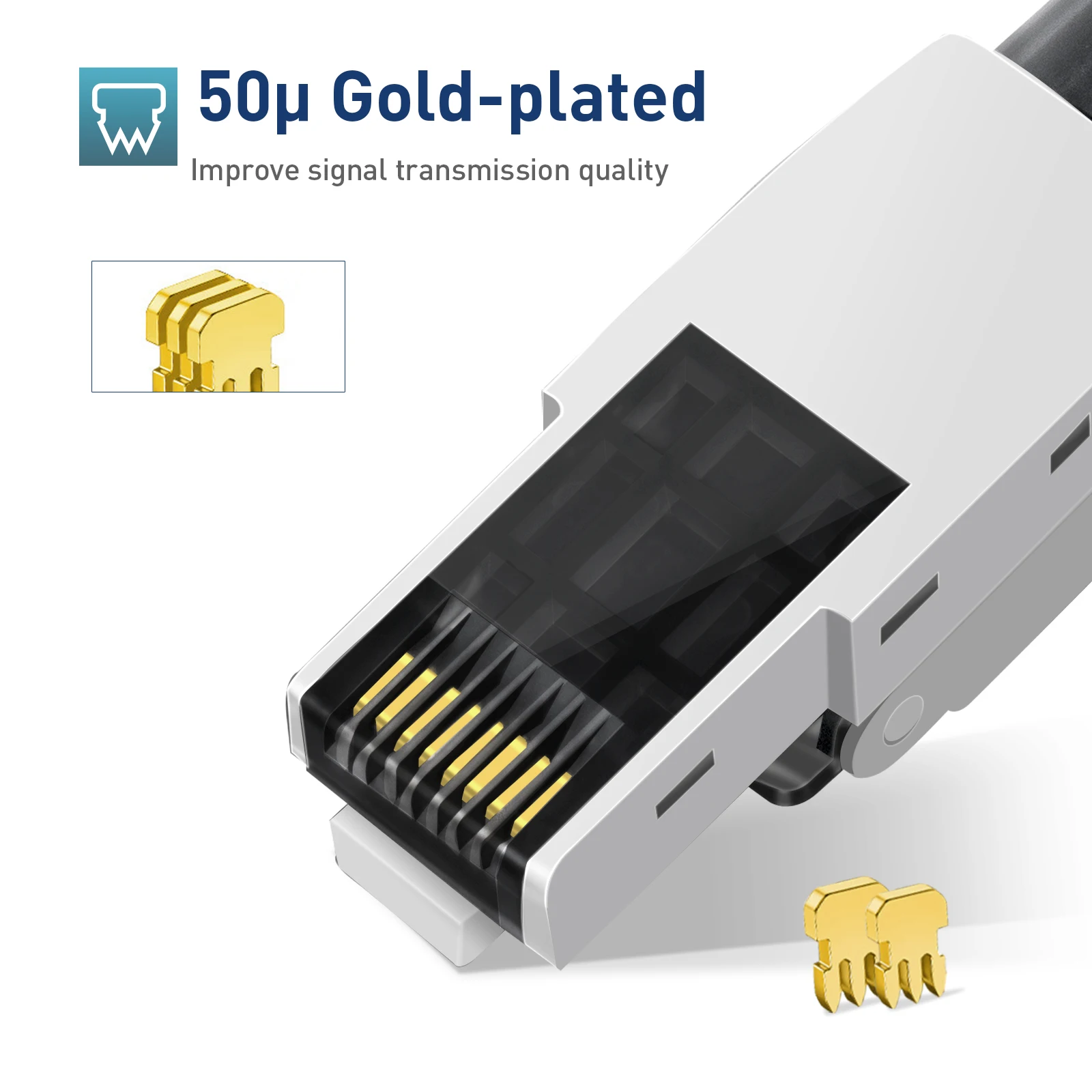 ZoeRax RJ45 Connector Tool-Free, CAT6 Field Termination Plug, Gold Plated Modular Plug, UTP CAT6 Connector Toolless