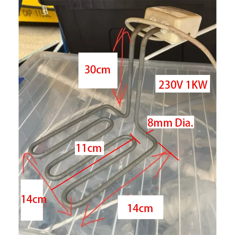 

SNDHEATER Customized Heater 230v 1000w 14x14x30cm 8mm Dia. 304 stainless steel 2.3cm Center Distance 1pc