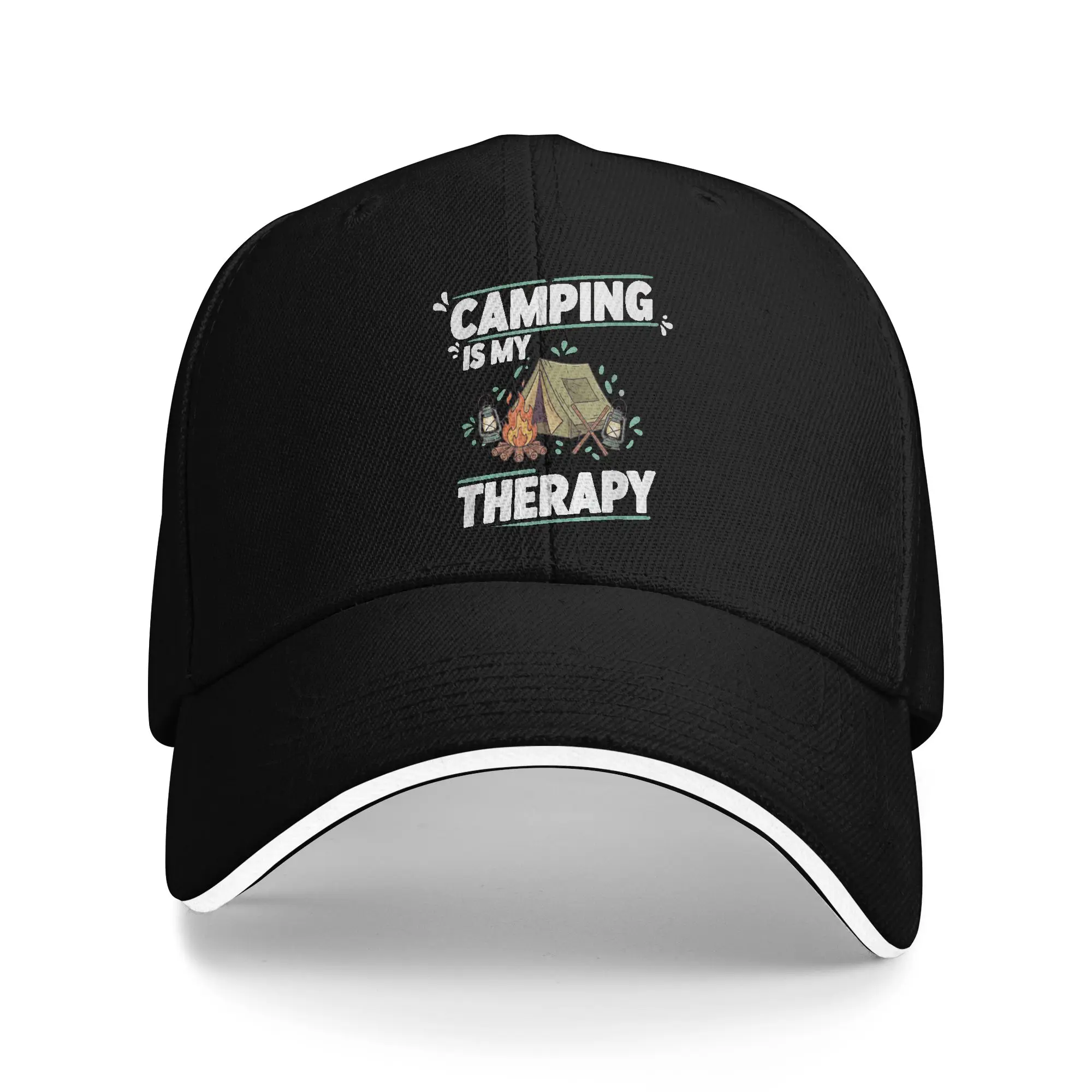 Camping is My Therapy Sun Baseball Cap  Spring y2k Funny Hip Hop Hats For Female Male Running Hippie Baseball Caps