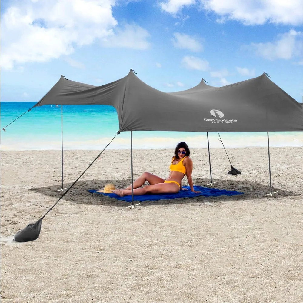 

Family Beach Tent & Beach Canopy, UPF50 Sun Beach Shade, Sunshade with 4 Aluminum Poles, 4 Pole Anchors