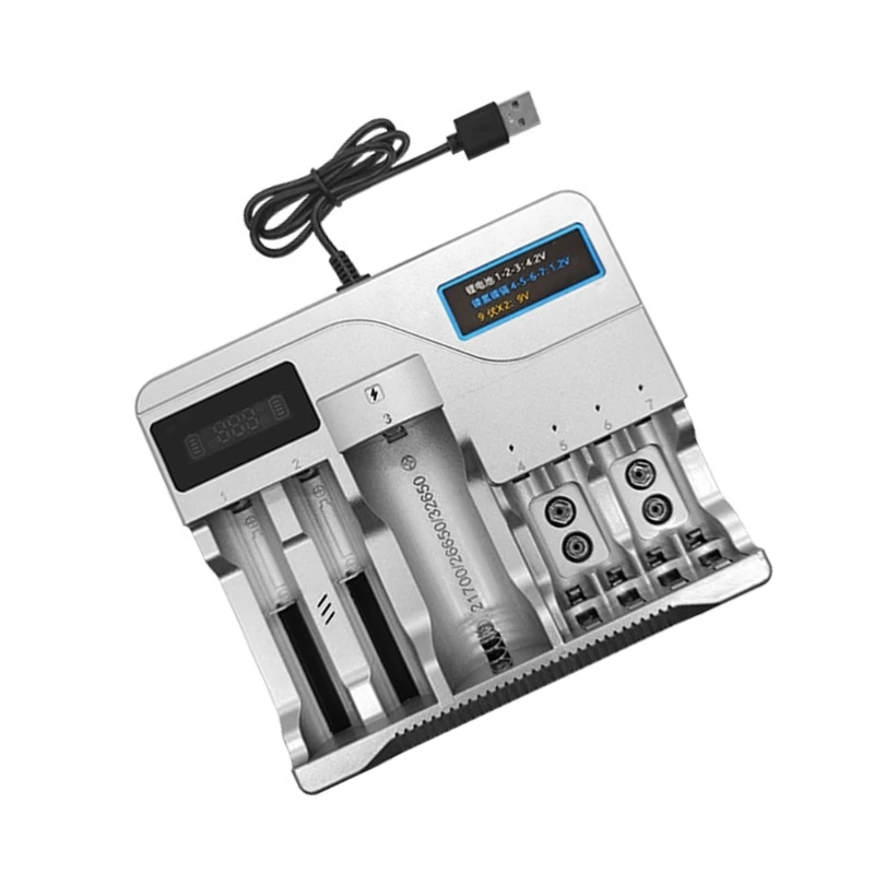 3.7V Lithium Battery for 18650,26650,16340,14500, Independent Slot Control Overcharge Protections MultiFunctional