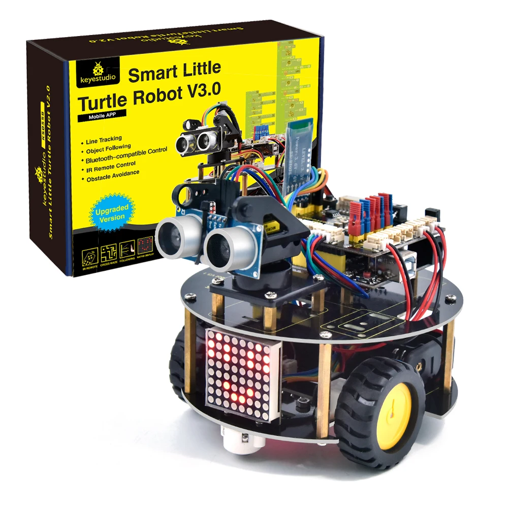 Keyestudio Smart Little Turtle Robot Car V3.0 For Arduino C language Programming Multi-purpose Functions Support APP Control