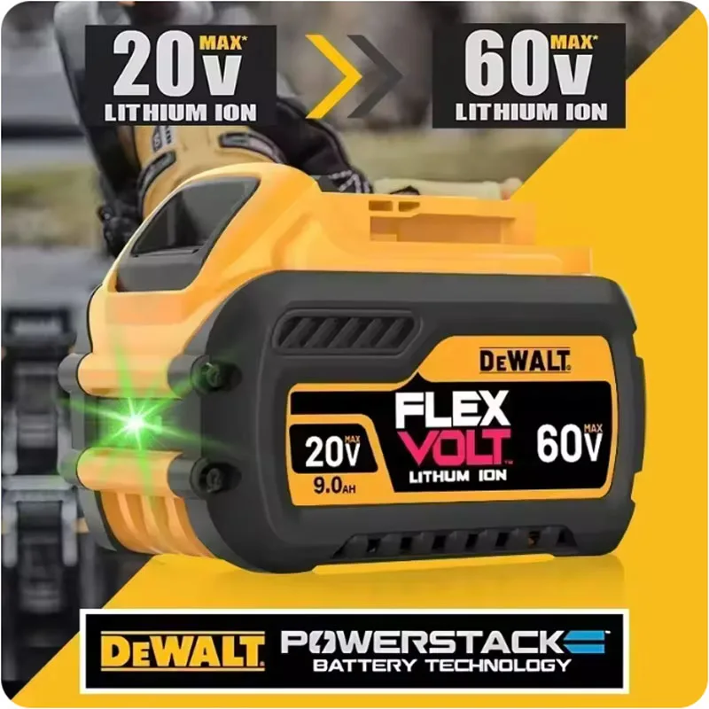 Original MAX Flexvolt 60V Dewalt 20V battery DCB606 DCB205 DCB206 DCB209 DCB182 DCB185 power tool battery 20V 9000MAH 60V 9Ah