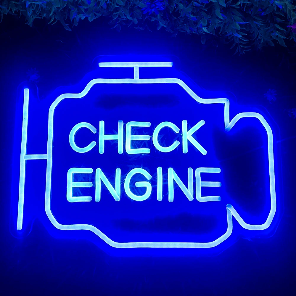 Imagem -05 - Check Engine Neon Sigh Garagem Luzes Led Auto Repair Car Room Shop Art Lâmpada de Parede Bar Club Party Decoration Usb Decor Ornaments