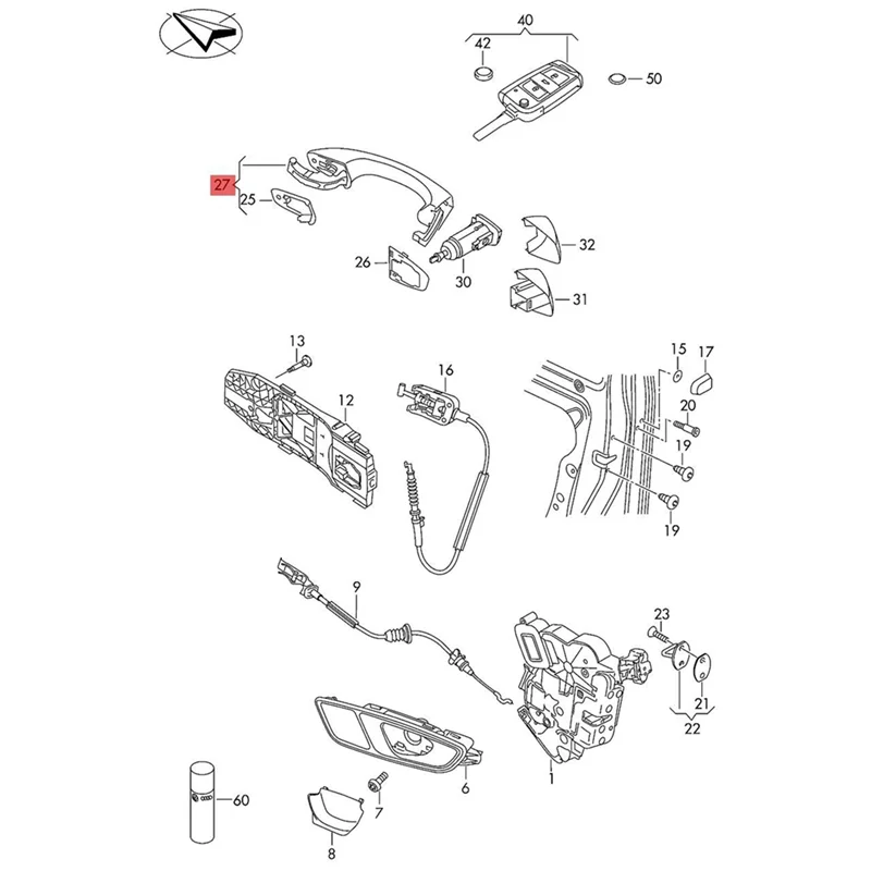 

AV32-2PCS Front Left And Right Exterior Door Handles Kessy 5G0837205Q 5G0837206Q For Golf