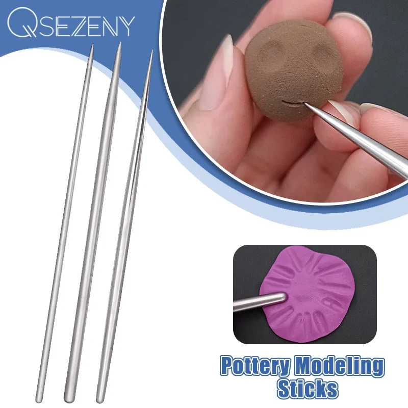 Pottery Modeling Sticks Acupressure Texture Creasing Indentation Pottery Clay Tool Carving Sculpture Clay Stainless Steel Tools