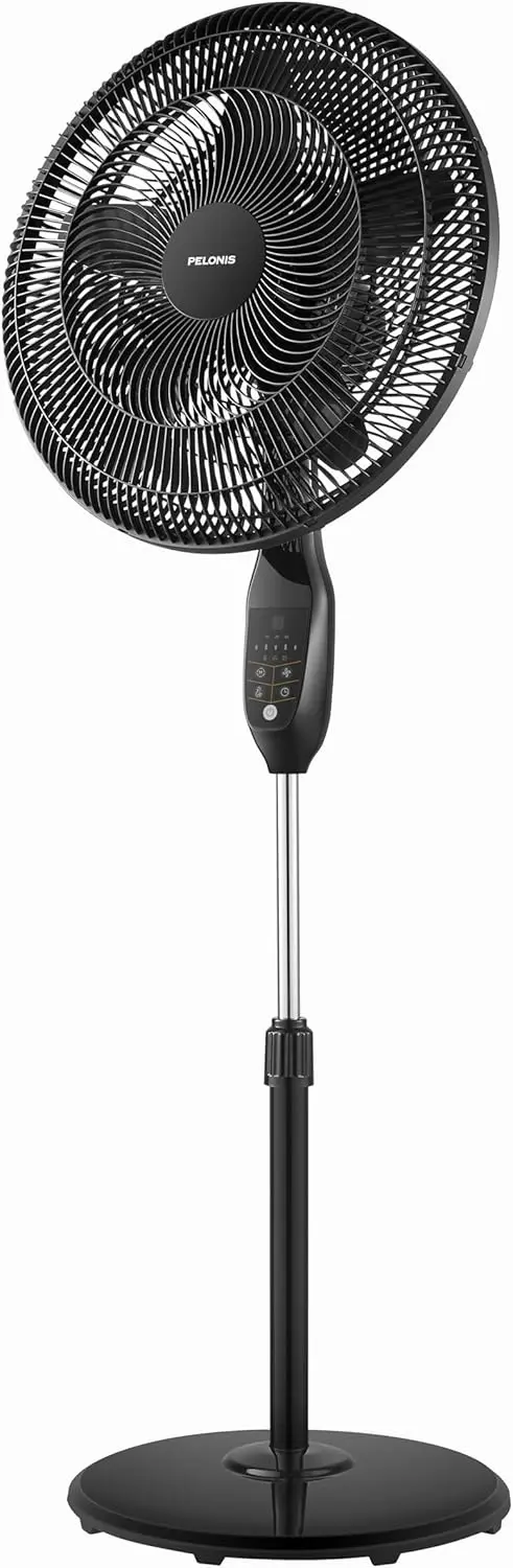 

18 Inch Pedestal Fan with Remote, 5 Speeds, 7-Hour Timer, Oscillating, Adjustable Height, Black