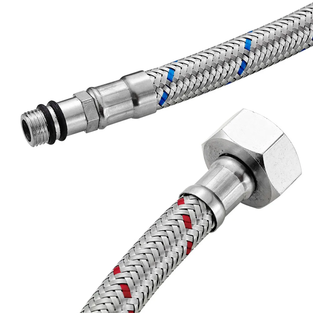 G1/2 G3/8 G9/16 50cm 1 para Elastyczne rury hydrauliczne ze stali nierdzewnej do kranów mieszających zimną i ciepłą wodą, przewody doprowadzające wodę, części łazienkowe — zdjęcie 3
