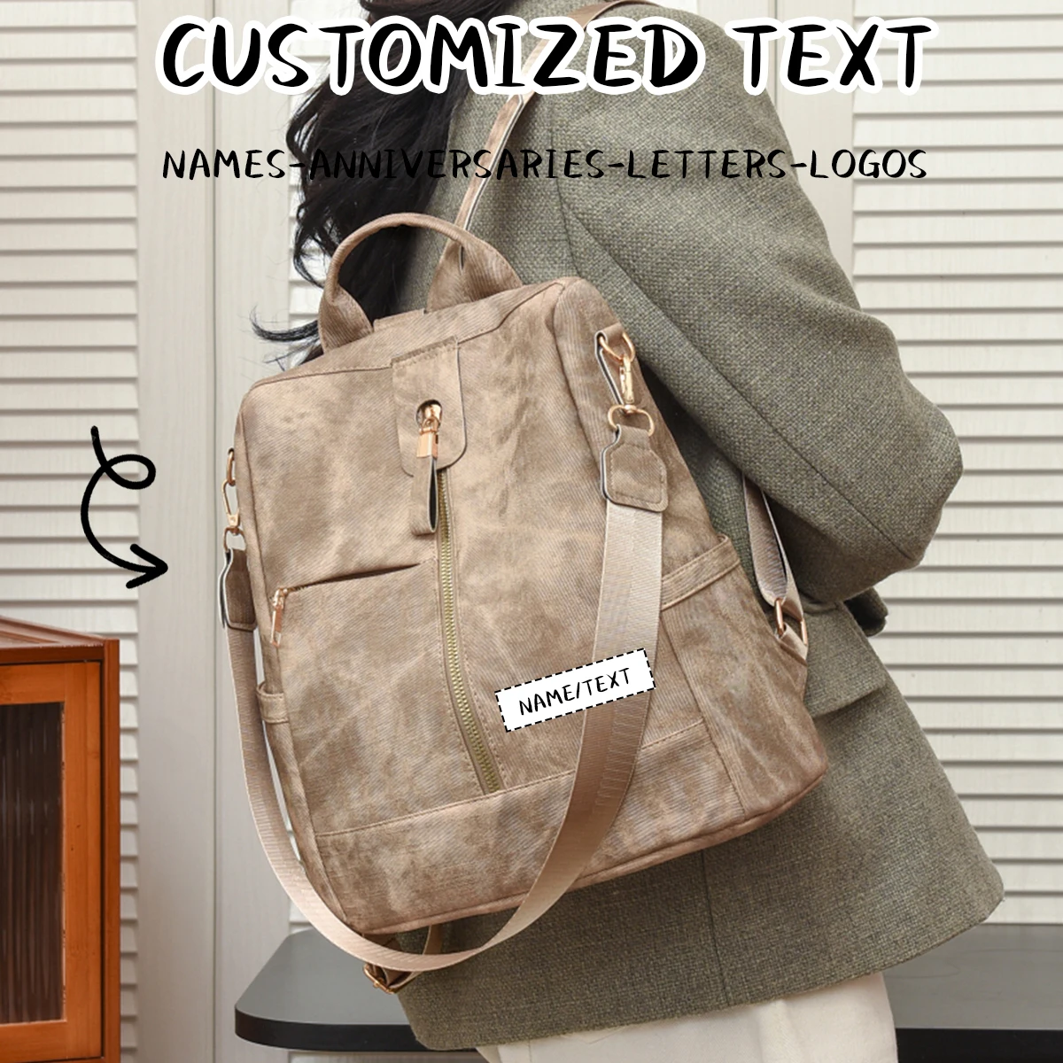 

Logo Customized Backpack for Women 2026 New Trendy Korean Style Versatile Fashion Pu Leather Women's Backpack Internet Celebrity Travel School Bag Small Bag Personalized DIY