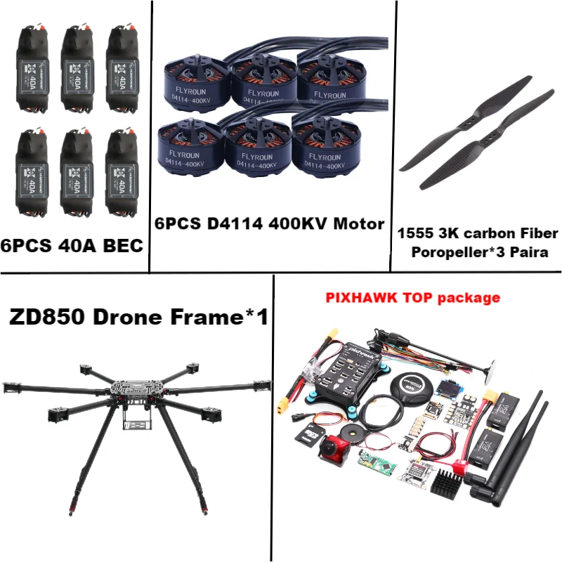 

Rctosky ZD850 Pixhawk 2.4.8 M8N Полностью углеродное волокно 850 мм Рама с шестиротором BLHELI 40A ESC Flight Comtrol Набор телеметрии Rado