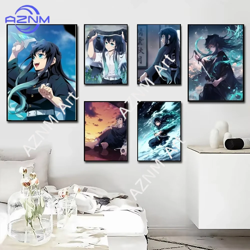 1pc  Tokitou Muichirou Anime Demon Slayer Poster Poster Art Print Bar Living Room Furniture Decor