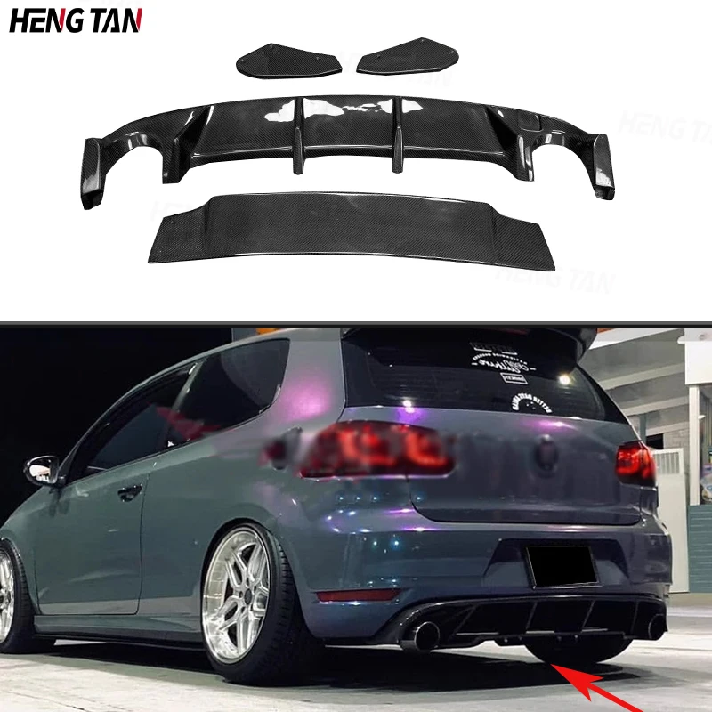 For Volkswagen VW Golf 6 VI MK6 GTI 2009-2013 Car Rear Bumper Lip Diffuser Spoiler Carbon Fiber Parts Upgrade Body kit