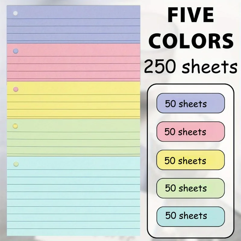 250/50 Sheets Thick Colorful Index Card with Loop Double Sided To Do List Lined Memo Pad Eye Friendly Notes for School Office