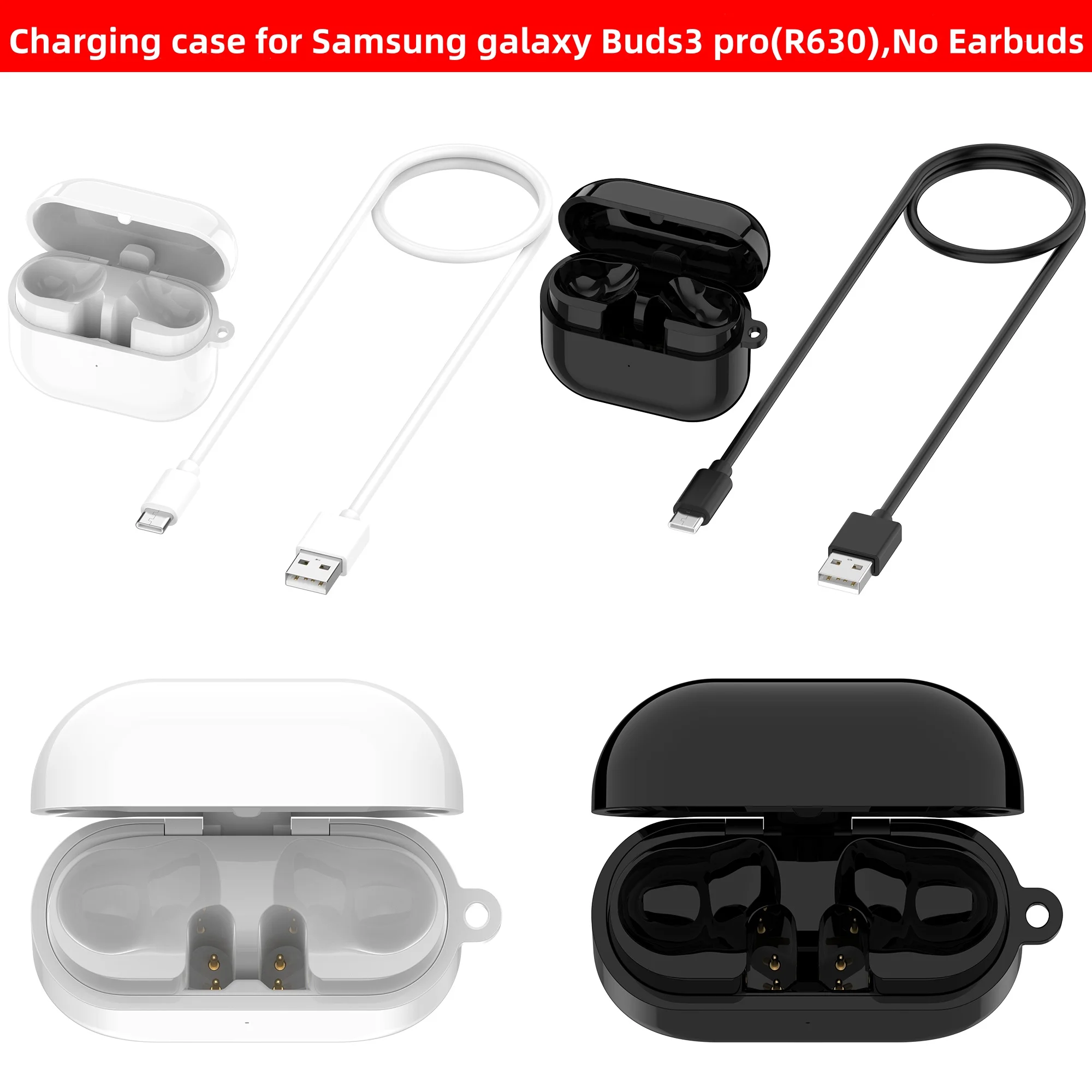 حافظة شحن لسماعات الأذن اللاسلكية بتقنية البلوتوث لهاتف Galaxy Buds3 pro R630 تدعم شحن لاسلكي ومنفذ من النوع C، بدون سماعات أذن
