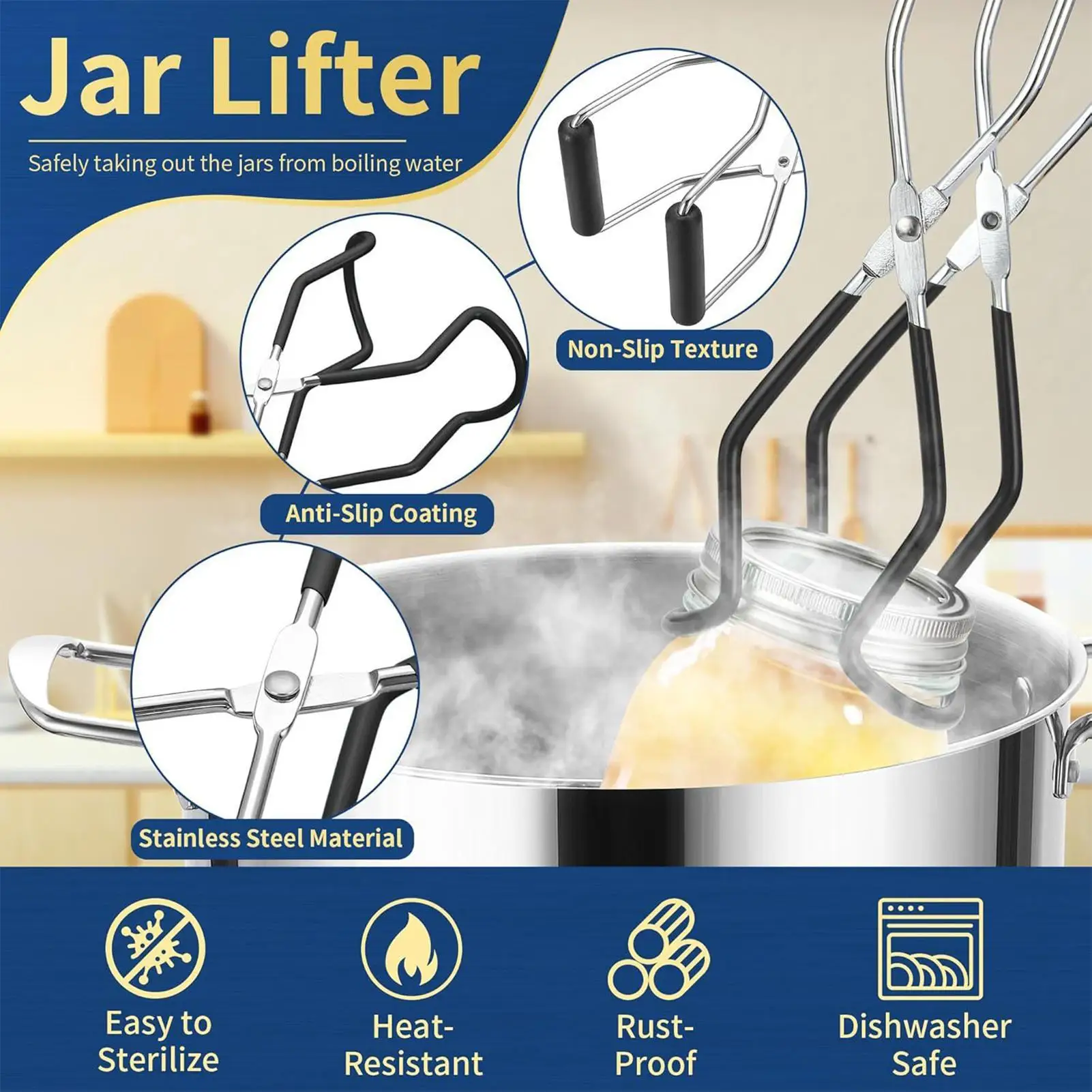 

Canning Kit 4-in-1 Anti-Scald Jar Accessories Portable Canning Supplies For Home Kitchen Tomato Fruits Jelly Sauce Preservation