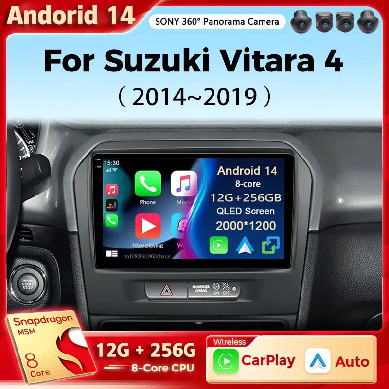 

Android 14 Car Radio Wireless CarPlay Android Auto For Suzuki Vitara 4 2014-2019 4G Multimedia Player GPS 2 Din Autoradio stereo