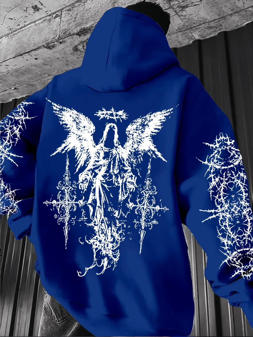 Hot selling autumn and winter men's Gothic angel print soft and