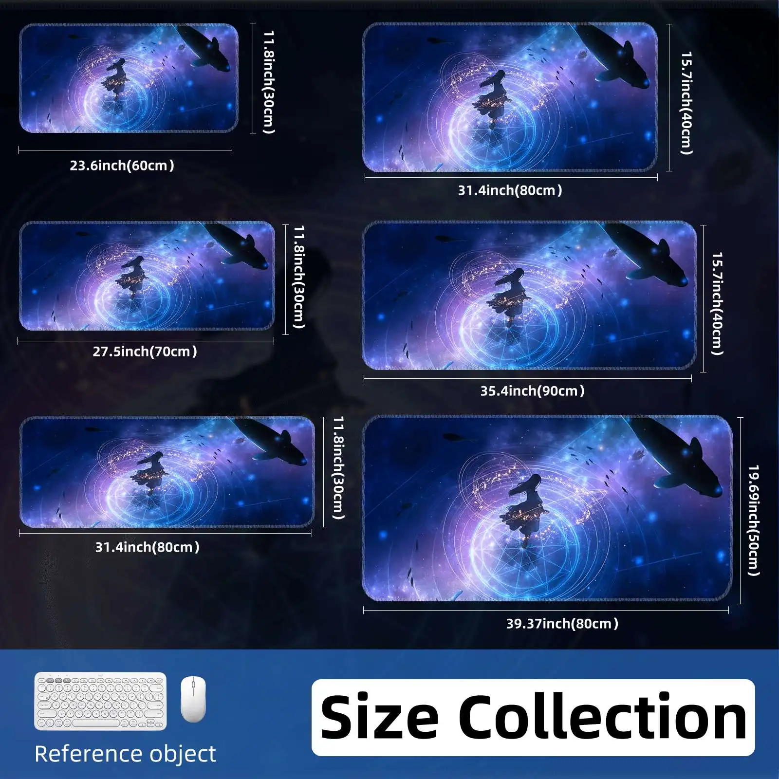 Girl Starry Sky Whale Extended Gaming Mouse Pad XL Desk Mat Non-Slip Base for PC Office