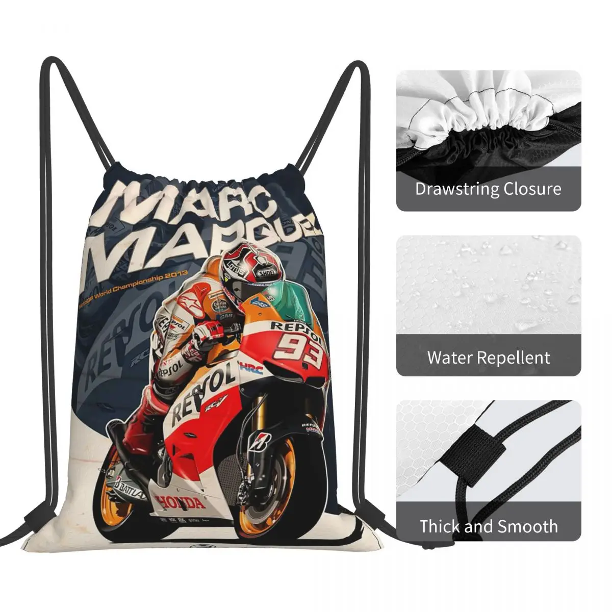 دراجة نارية مارك ماركيز 93 حقائب ظهر متعددة الوظائف برباط حقائب رياضية حقائب كتب لطلاب السفر