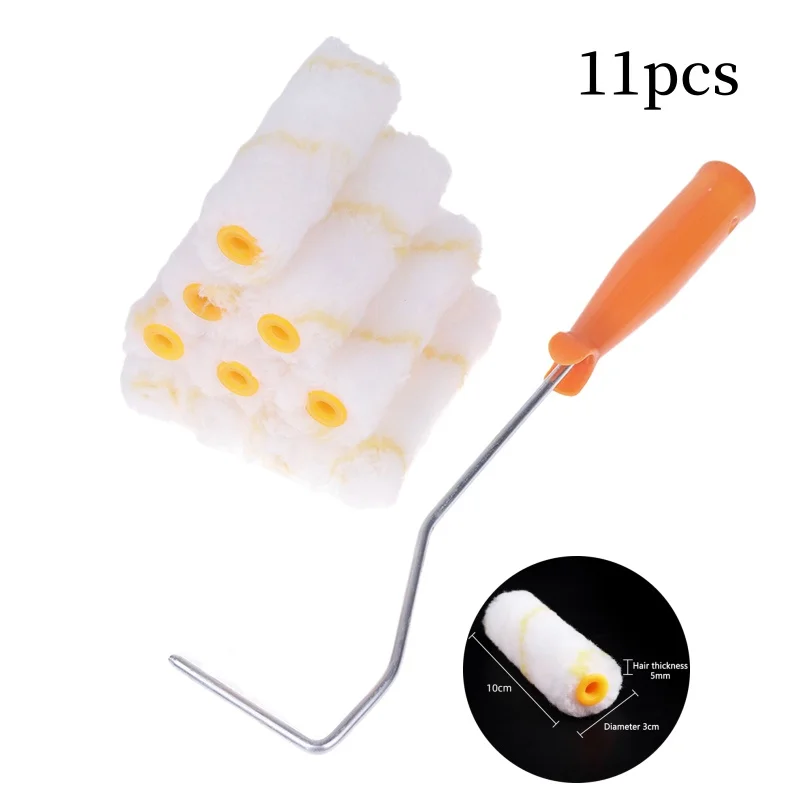 

11pcs Paint Roller Kit Thumb Roller Core Small Corner Latex Paint Roller Core Small Roller Bracket Polyester Blend