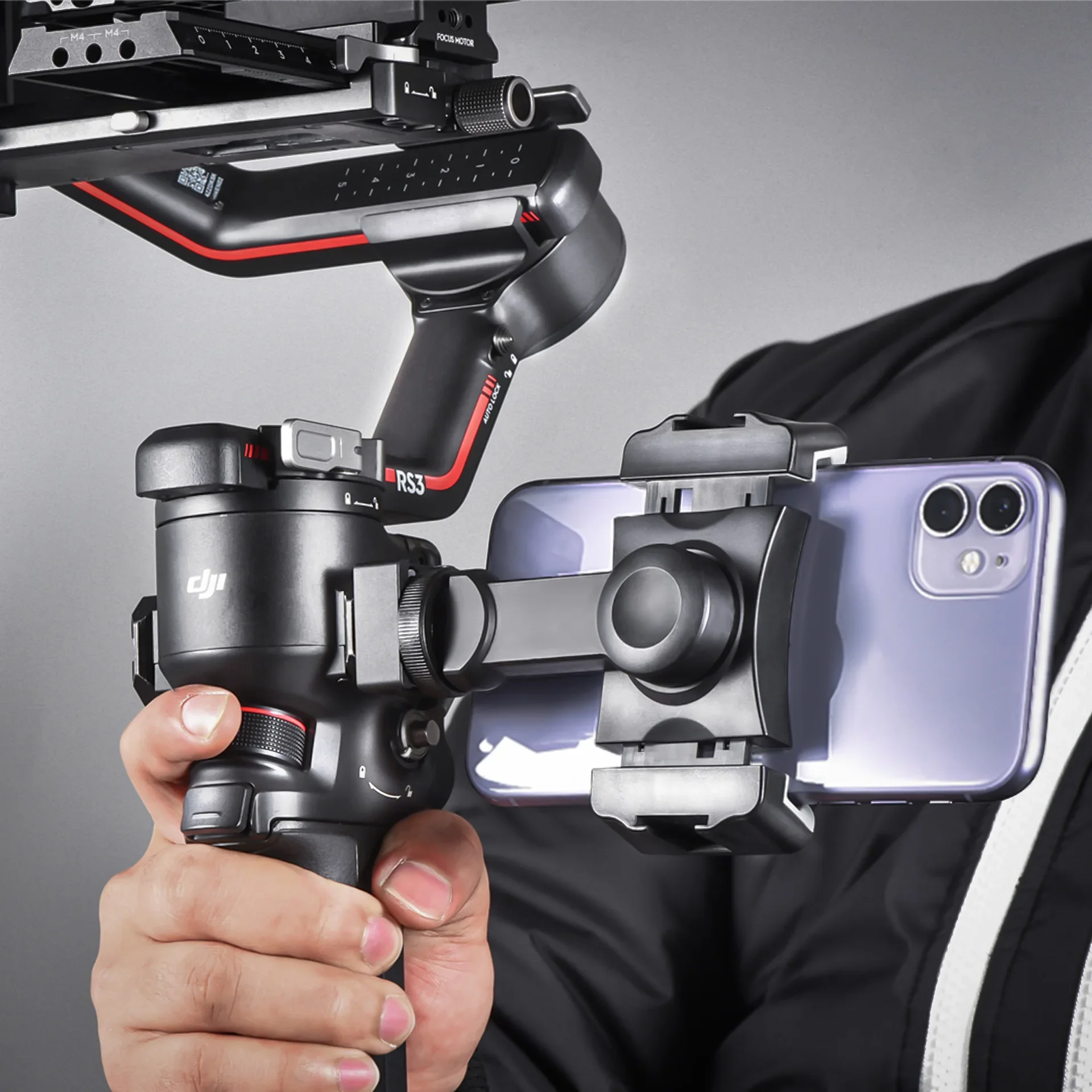 Suporte multifuncional para celular, sapata fria, para dji ronin rs 3 mini/rs3/pro/rs2/rsc2, estabilizador, rotação de 360 graus, clipe de montagem