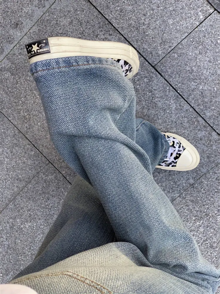 Jeans in denim a gamba larga retrò a vita alta da donna inverno nuovo modello Sle Star pantaloni larghi dimagranti dal taglio dritto alla moda