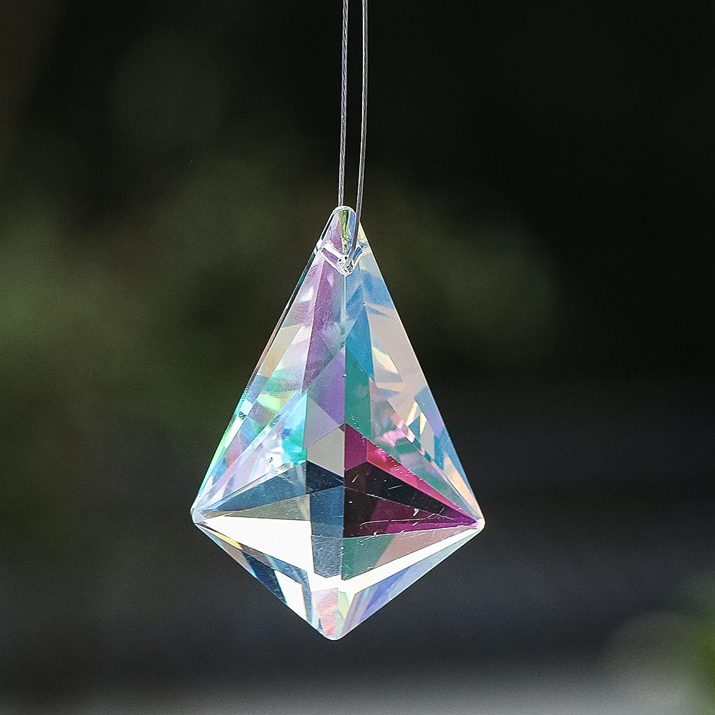 Single Hole Prismatic Colorful Sunshine Rainbow Refractive Crystal Pendant Glass Crystal Tabletop Ornament Home Decoration