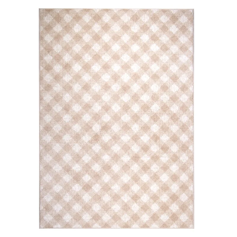 

Elmhurst 5'3" X 7'6" Beige Plaid Area Rug， living room decoration ， home ， rugs