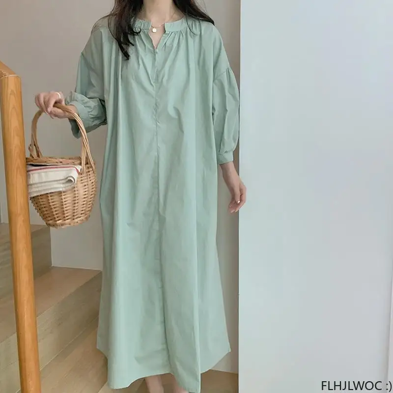 Cotton Blend Feminine Vestidos 2024 New Year Date Office Lady Women Fashion French Style Design Elegant Long Button Shirt Dress