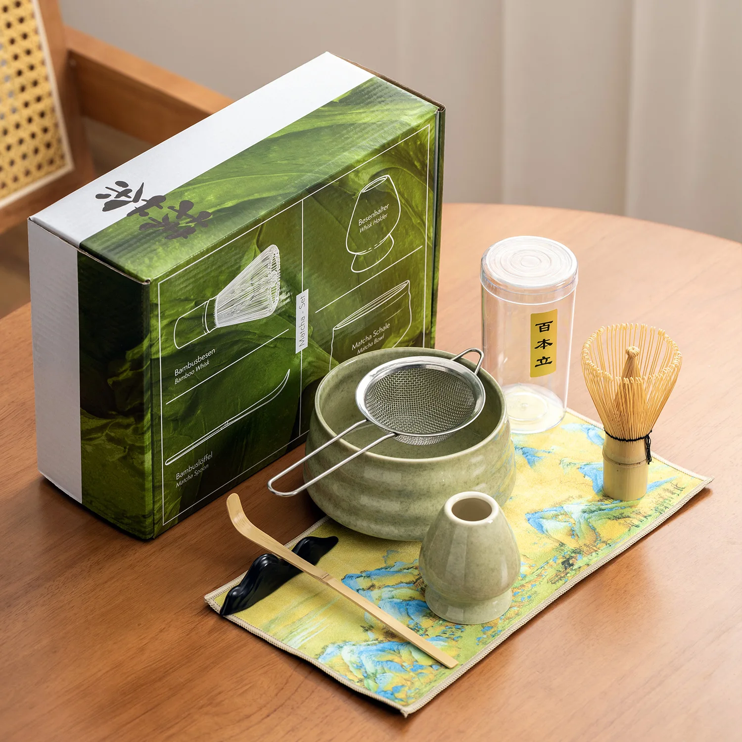 Japanese Style Matcha Tea Set Matcha Bow Ceramic Bai Ben Li Tea Color Box Tea Set New Handmade Tea-making Tools 7pcs/set