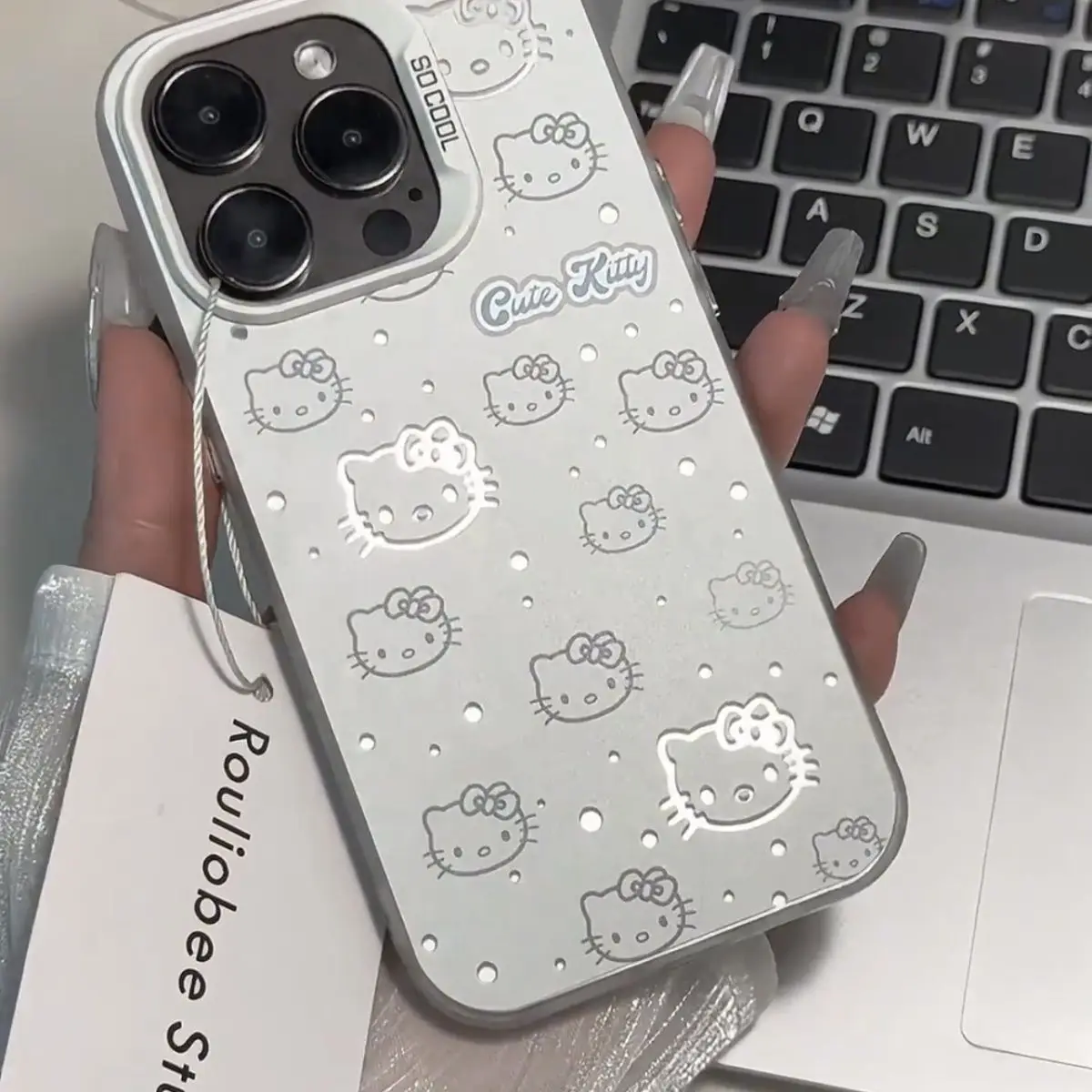 اليابانية الكورية Ins نمط HelloKitty KT القط قضية الهاتف آيفون 16 15 14 13 برو ماكس 11 12 13 برو XR 8 زائد القط مكافحة قطرة قذيفة #3