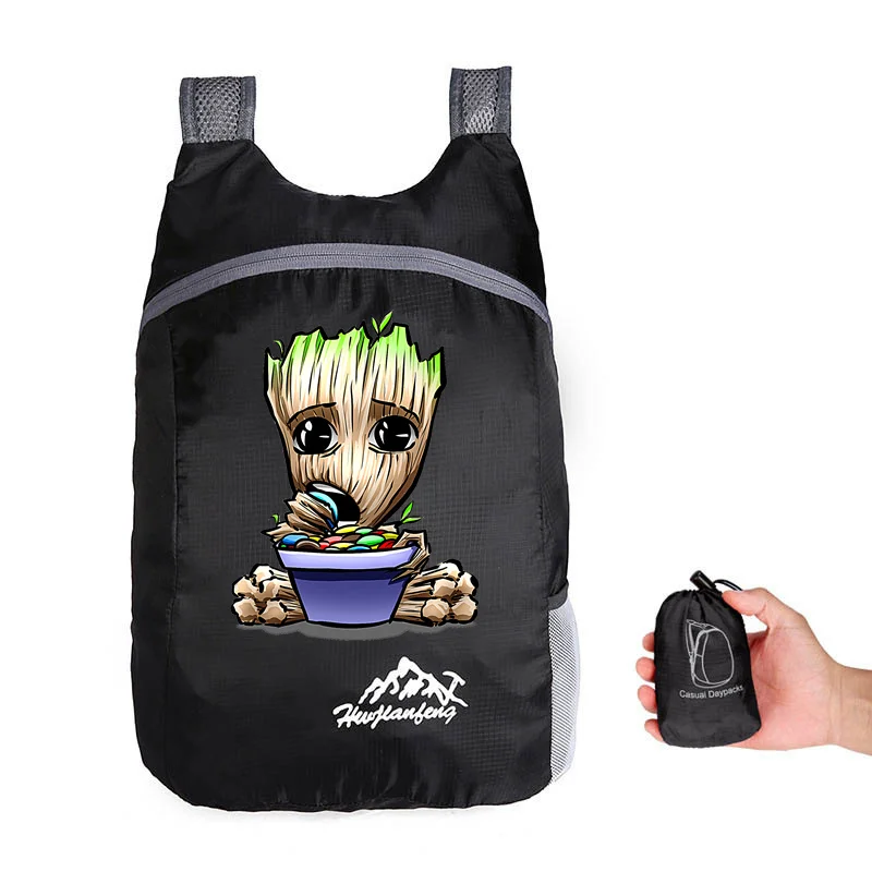 Groot-mochila de senderismo de dibujos animados para hombre y mujer, bolsa de viaje impermeable, ultraligera, plegable, para acampar, ciclismo,