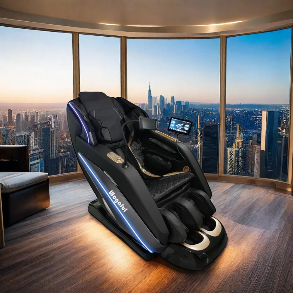 2024 New Arrival Luxury Full Body 4D AI Voice Controlled Electric Sofa Zero Gravity SL-Track Massage Chair Shiatsu Leather Neck