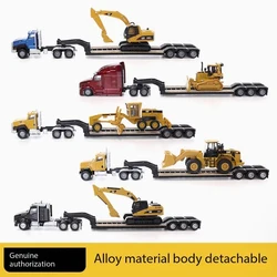 1/87 Alloy Semi Tractor with Lowboy Trailer T880s+320D excavator/CT681+950G wheel loader/CT660+315C/579+CAT D5M bulldozer Model