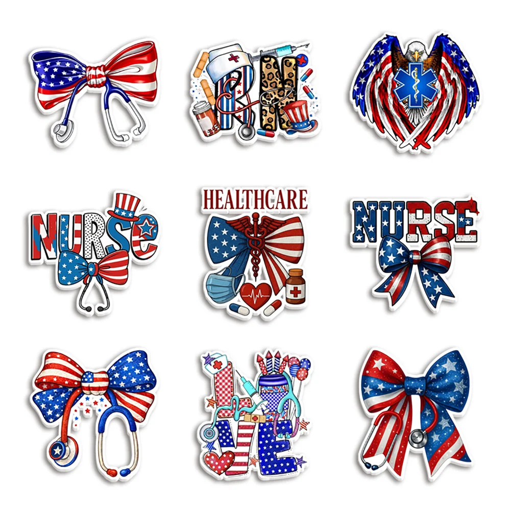 10pcs/lot Independence Day Cake Doughnuts National Flag Resin Planar Transparent Glitter Acrylic Flatback for Festival Decoratio