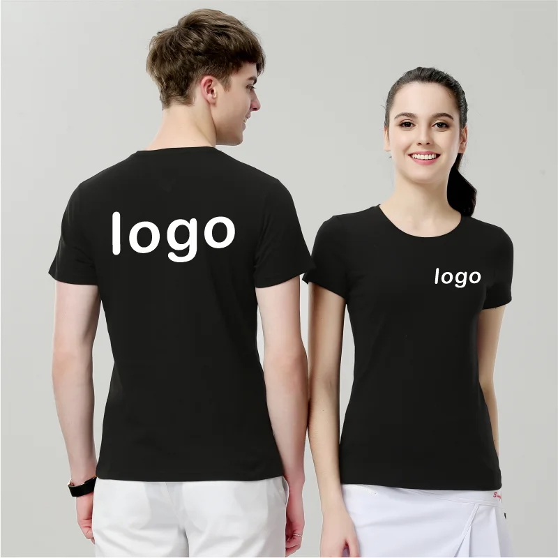 Customized summer round neck T-shirt  Image production Embroidery of clothing text logo  Breathable clothing DIY printing Custom