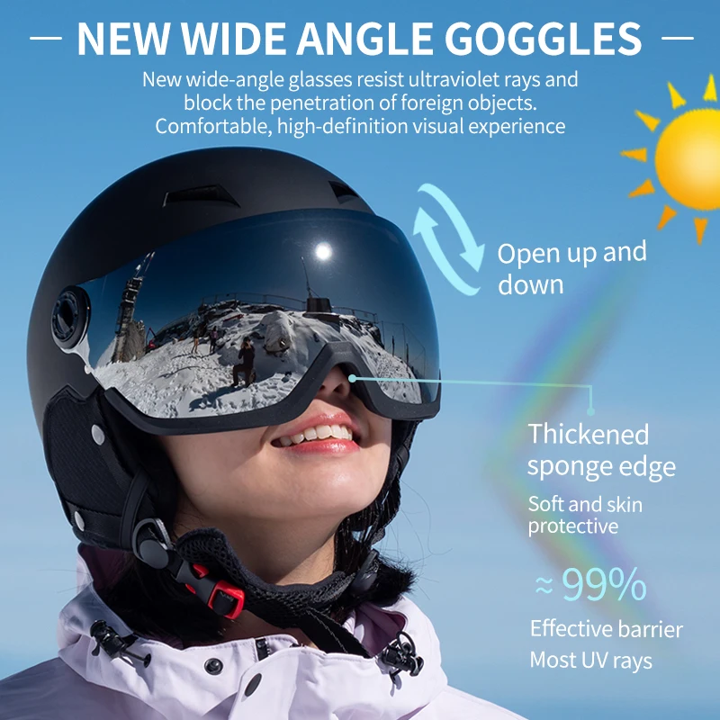 Eastinear Professional Goggles Ski Helmet Outdoor Men\'s and Women\'s Adult Sports Ski and Snowboard Helmet Thickened Lining