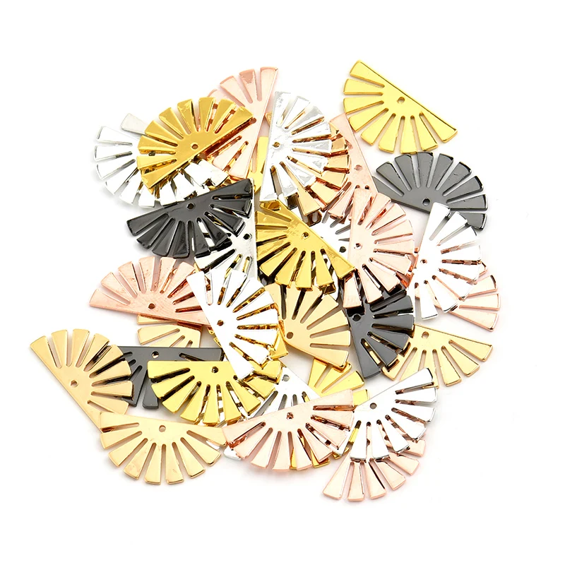 10pcs multi-color single hole fan-shaped smooth copper earrings necklace pendant