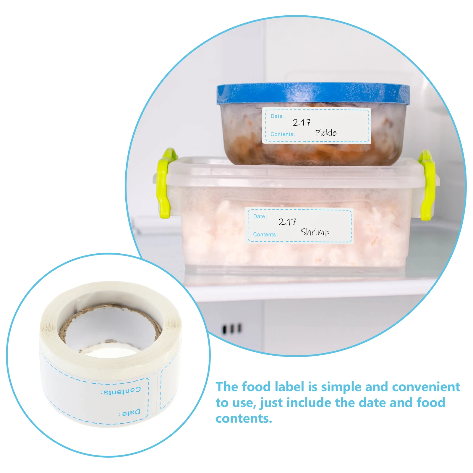 

3 Rolls Self Adhesive Removable Food Stickers for Jars Blue Kitchen Date Labels Pantry Containers Storage Tags