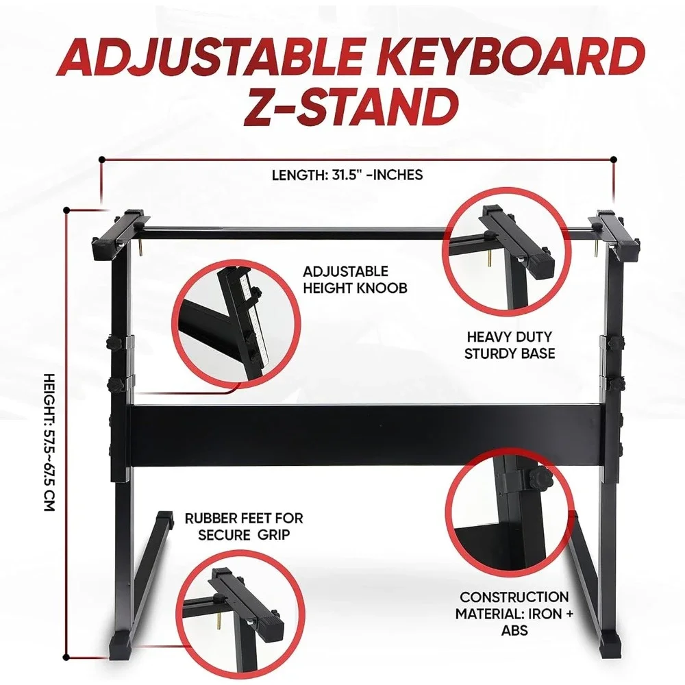 61 Keys 2 in 1 Along Portable Electronic Piano Keyboard with Weatherproof Case Bag, Keyboard Stool, and Keyboard Stand