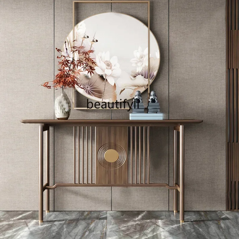 

New Chinese style light luxury entrance table hotel against the wall strip table villa ash wood altar