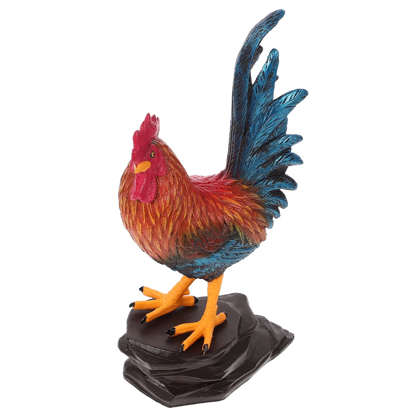 

Rooster Floor Ornaments Chicken Figurine Statue for Garden Model Lifelike Decor Plastic Child