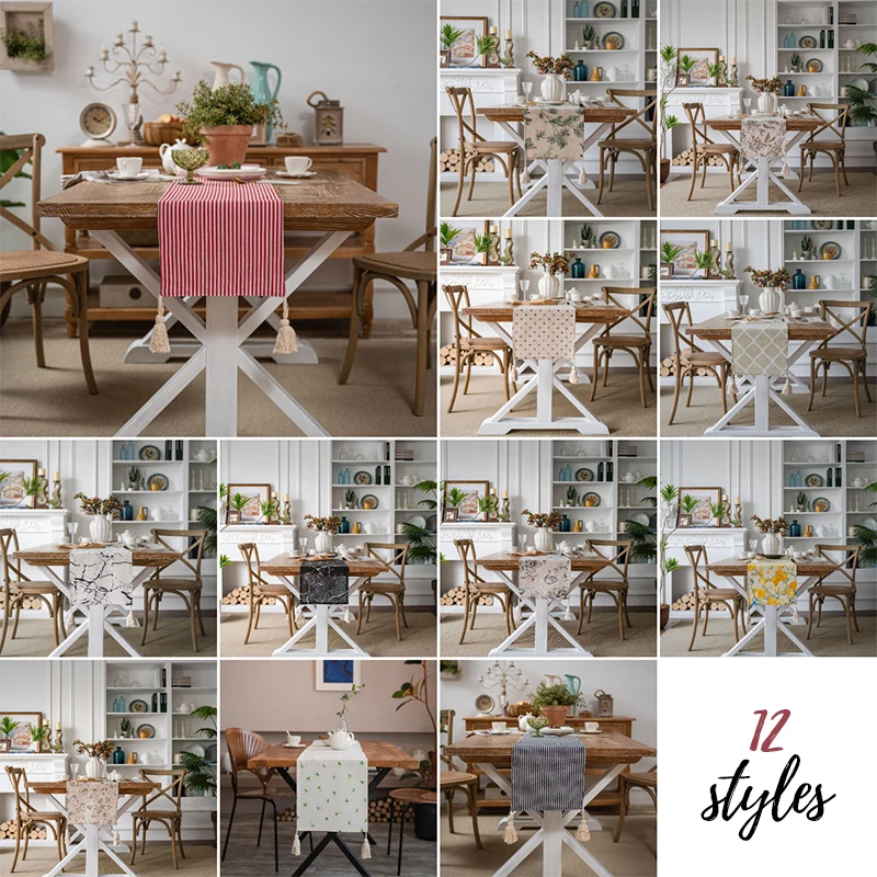 

Table Runner American Retro Orchid Printed Single-layer Pastoral Style Sideboard Shoe Cabinet Dust Cover Room Dining Table Decor