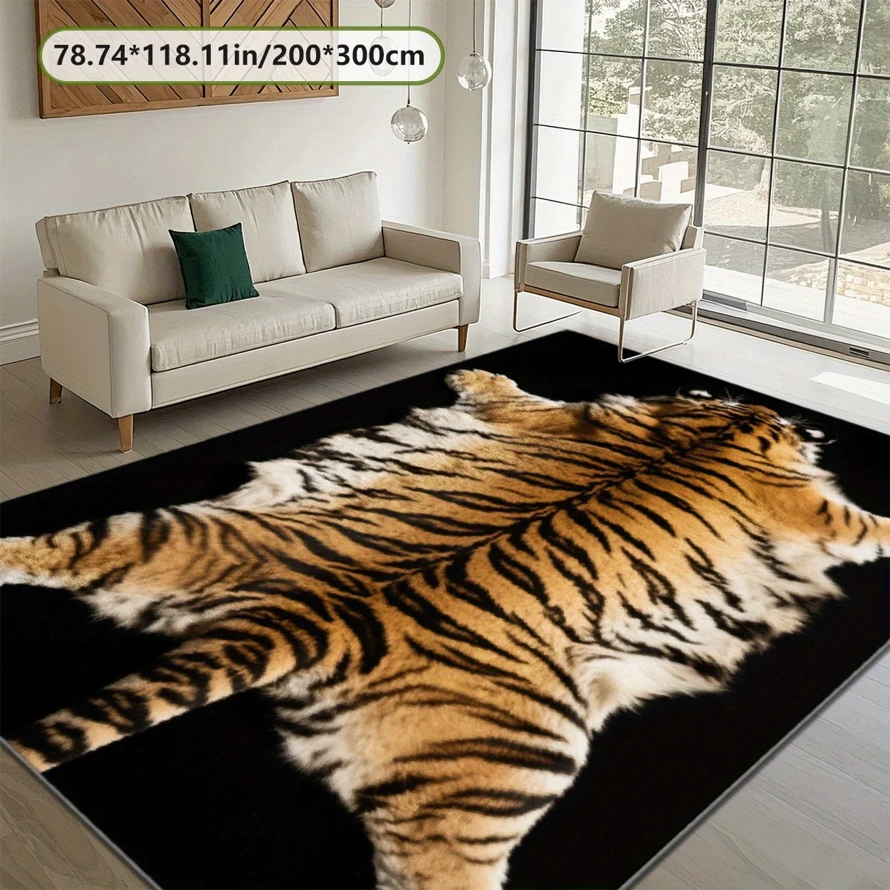 Tiger Style Bold Pattern Rug – Modern Minimalist Carpet for Living Room Bedroom Gaming Room Indoor Decor