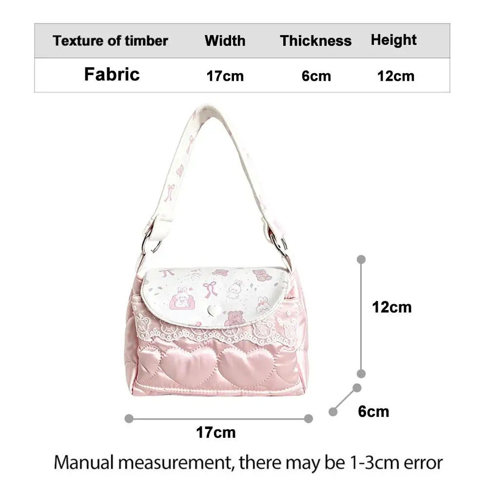 Kawaii Niedliche Bären-Schultertasche, Herz-Stepp-Handtasche, 3-lagiger Spitzen-Aufbewahrungsbeutel für Frauen und Mädchen, Handtasche im koreanischen Stil – Detail 14